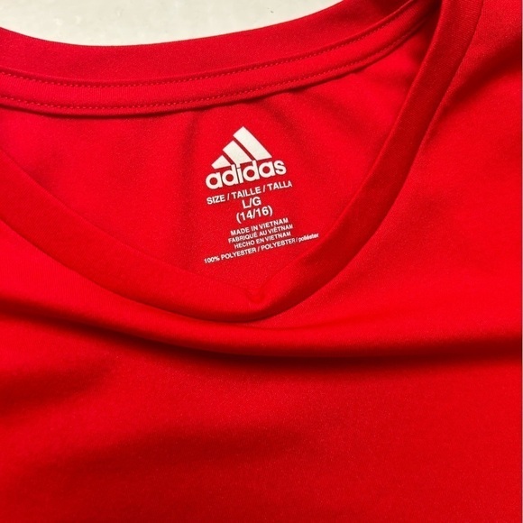 Adidas Climate red with black & silver graphic boys shirt Sz- L-14/16. T8 - Picture 5 of 7